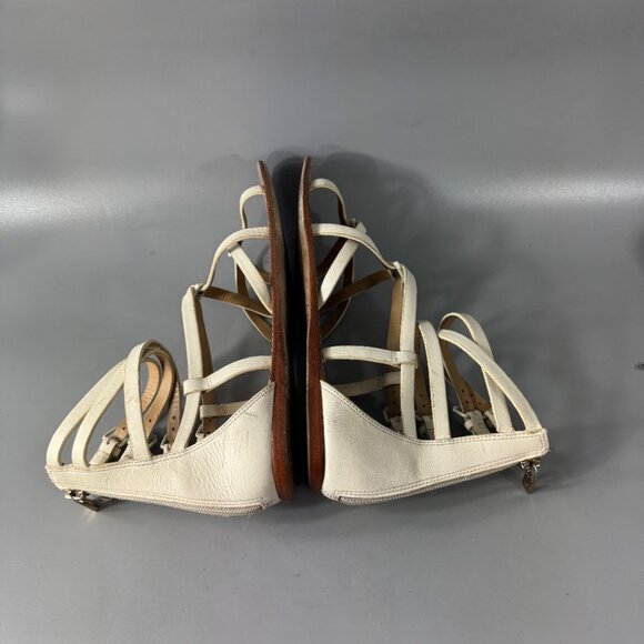 Tory Burch Off-White Leather Lucas Flat Gladiator Sandal, Size 8.5 - Picture 9 of 15